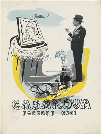 ENRICO PRAMPOLINI (1894-1956). CASANOVA / FAREBBE COSI. Promotional film book cover. 1942. 12x9 inches, 31x23 cm.